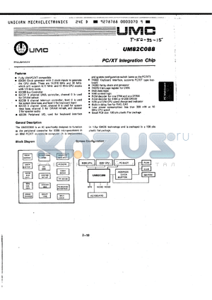 UM82C088 datasheet - PC/XT INTEGRATION CHIP