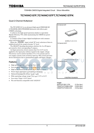 TC74VHC157F_12 datasheet - Quad 2-Channel Multiplexer