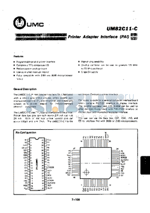 UM82C11-C datasheet - Printer Adapter Interface (PAI)