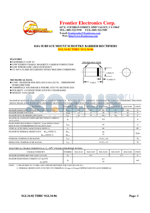 SGL34-02 datasheet - 0.8A SURFACE MOUNT SCHOTTKY BARRIER RECTIFIERS