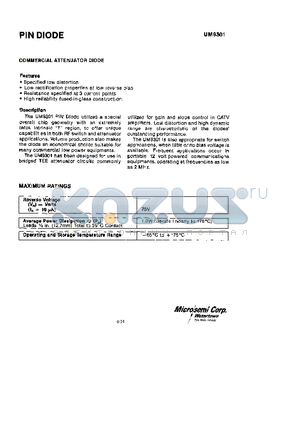 UM9301 datasheet - PIN DIODE