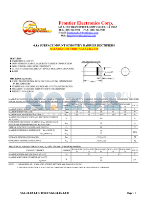 SGL34-04-LFR datasheet - 0.8A SURFACE MOUNT SCHOTTKY BARRIER RECTIFIERS