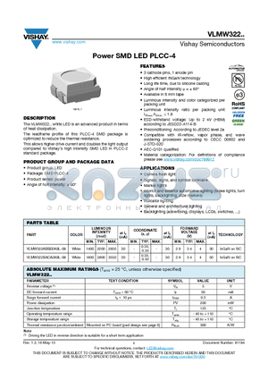 VLMW322BACA5K8L-08 datasheet - Power SMD LED PLCC-4