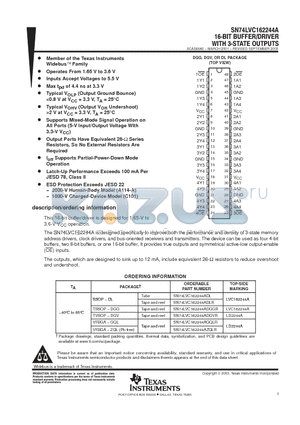 SN74LVC162244ADLR datasheet - 16-BIT BUFFER/DRIVER WITH 3-STATE OUTPUTS