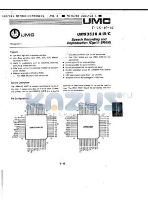UM93510 datasheet - SPEECH RECORDING AND REPRODUCTION IC