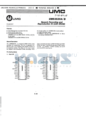 UM93520 datasheet - SPEECH RECORDING AND REPRODUCTION IC