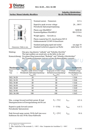 SGL34-20 datasheet - Surface Mount Schottky-Rectifiers