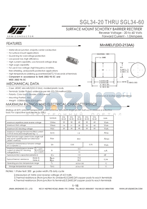 SGL34-20 datasheet - SURFACE MOUNT SCHOTTKY BARRIER RECTIFIER