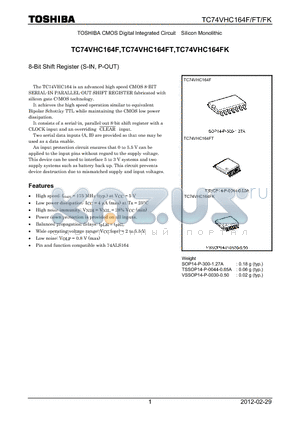 TC74VHC164F_12 datasheet - 8-Bit Shift Register (S-IN, P-OUT)