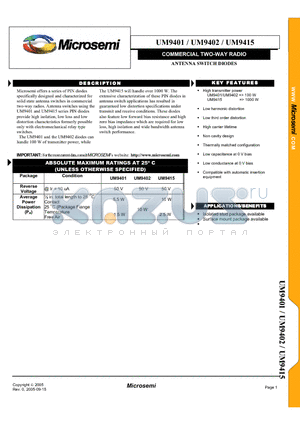 UM9401_05 datasheet - COMMERCIAL TWO-WAY RADIO