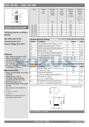 SGL34-30 datasheet - Schottky barrier rectifiers diodes