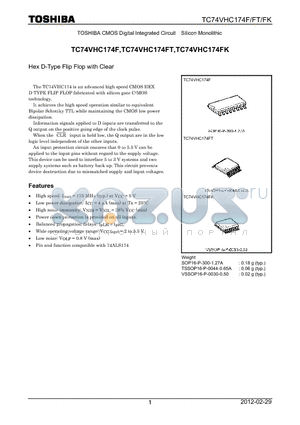TC74VHC174FK_12 datasheet - Hex D-Type Flip Flop with Clear