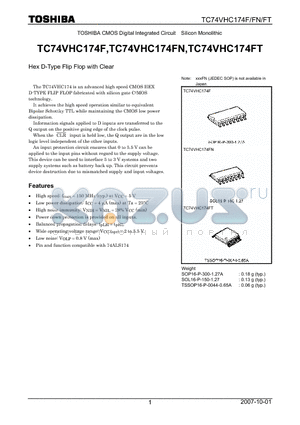 TC74VHC174FT datasheet - Hex D-Type Flip Flop with Clear