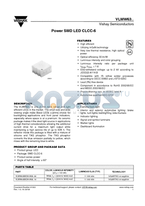 VLMW63BBDA-5K8L-08 datasheet - Power SMD LED CLCC-6