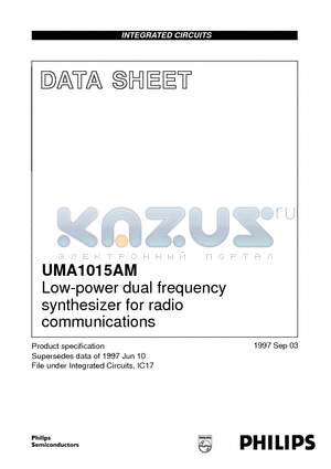 UMA1015AM datasheet - Low-power dual frequency synthesizer for radio communications