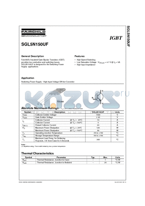 SGL5N150UF datasheet - General Description