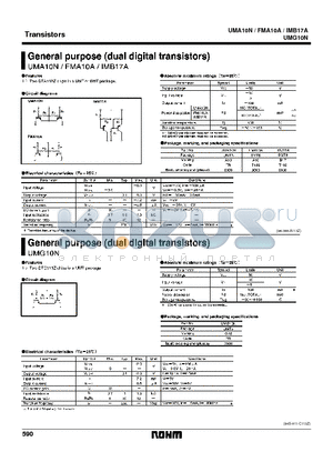 UMA10N datasheet - General purpose (dual digital transistors)