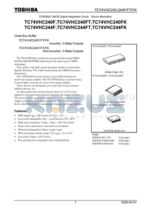 TC74VHC240FK_12 datasheet - Inverted, 3-State Outputs or Non-Inverted, 3-State Outputs