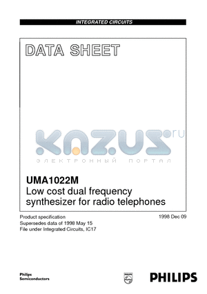 UMA1022M datasheet - Low cost dual frequency synthesizer for radio telephones