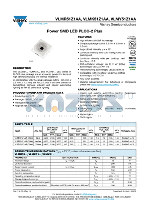 VLMY51Z1AA-GS08 datasheet - Power SMD LED PLCC-2 Plus