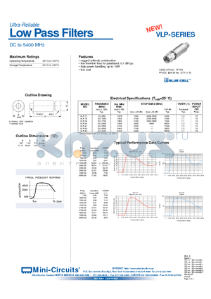 VLP-11 datasheet - Low Pass Filters DC to 5400 MHz