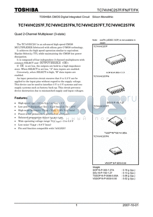 TC74VHC257FK datasheet - Quad 2-Channel Multiplexer (3-state)