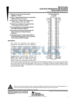 SN74LVC16652DGG datasheet - 16-BIT BUS TRANSCEIVER AND REGISTER WITH 3-STATE OUTPUTS