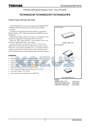 TC74VHC273FK_12 datasheet - Octal D-Type Flip-Flop with Clear
