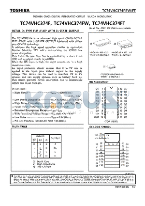 TC74VHC374FT datasheet - OCTAL D-TYPE FLIP-FLOP WITH 3-STATE OUTPUT