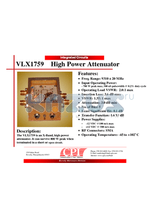 VLX1759 datasheet - High Power Attenuator