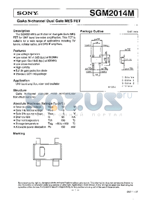 SGM2014 datasheet - GaAs N-channel Dual Gate MES FET