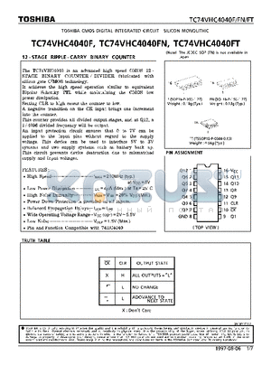 TC74VHC4040F datasheet - 12-STAGE RIPPLE-CARRY BINARY COUNTER