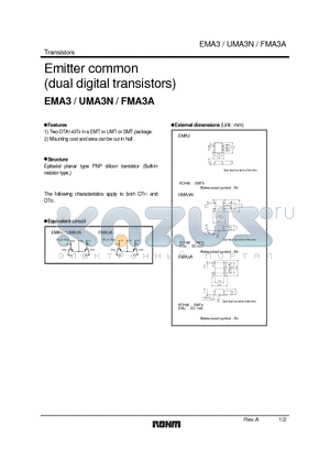 UMA3N datasheet - Emitter common (dual digital transistors)