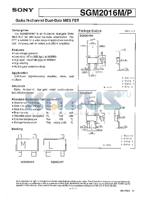 SGM2016M datasheet - GaAs N-channel Dual-Gate MES FET