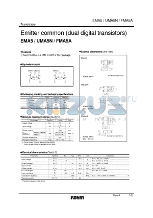 UMA5N datasheet - Emitter common (dual digital transistors)