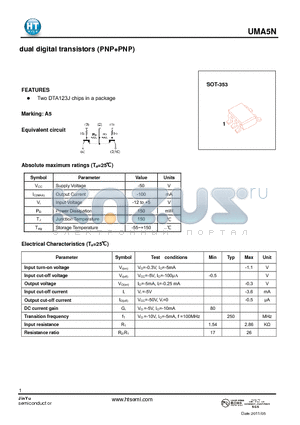UMA5N datasheet - dual digital transistors (PNP PNP)