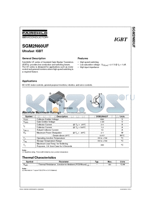 SGM2N60UF datasheet - Ultrafast IGBT