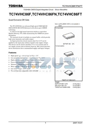 TC74VHC86FT datasheet - Quad Exclusive OR Gate