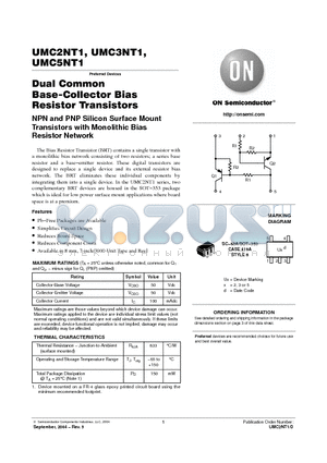 UMC2NT1G datasheet - Dual Common Base-Collector Bias Resistor Transistors