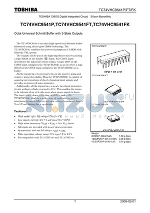 TC74VHC9541FT datasheet - Octal Universal Schmitt Buffer with 3-State Outputs