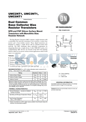 UMC3NT1 datasheet - Dual Common Base-Collector Bias Resistor Transistors