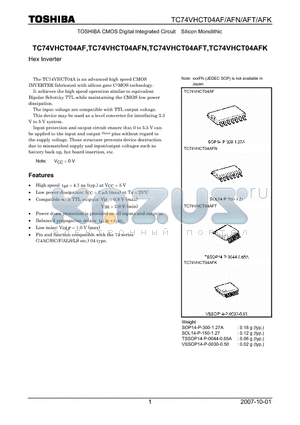 TC74VHCT04AFK datasheet - Hex Inverter