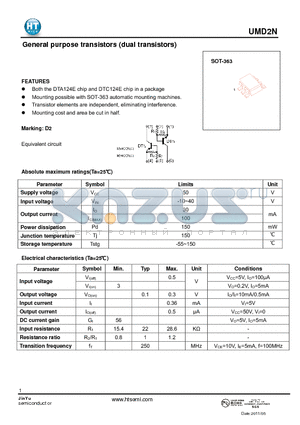UMD2N datasheet - General purpose transistors (dual transistors)