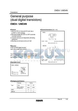 UMD4N datasheet - General purpose (dual digital transistors)