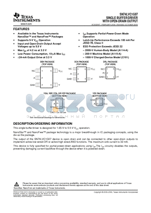 SN74LVC1G07DBVR datasheet - SINGLE BUFFER/DRIVER WITH OPEN-DRAIN OUTPUT