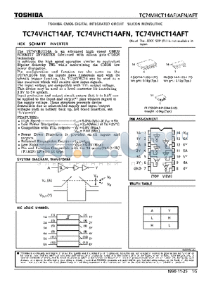 TC74VHCT14AF datasheet - HEX SCHMITT INVERTER