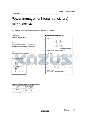 UMF17N datasheet - Power management (dual transistors)