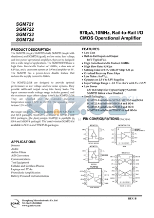 SGM721XN5/TR datasheet - 970lA, 10MHz, Rail-to-Rail I/O CMOS Operational Amplifier
