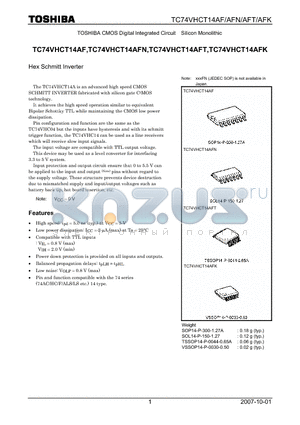 TC74VHCT14AF_07 datasheet - Hex Schmitt Inverter