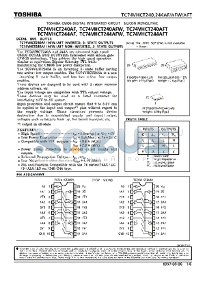 TC74VHCT240AF datasheet - OCTAL BUS BUFFER INVERTED/NON-INVERTED, 3-STATE OUTPUTS